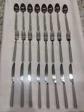 Oneida Stainless Flatware 24 Pc Set Gray/Silver Acrylic Handles Vintage MCM Styl picture