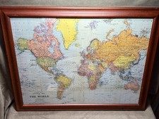 2003 Cavallini Stanford’s General Map of the World 27x21 Framed Vintage picture