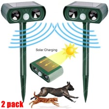 2 PK Animal Repeller Ultrasonic Solar Power Outdoor Pest Cat Mice Deer Sensor US picture