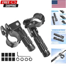 Motorcycle Foldable Foot Pegs Pair of Motorcycle Foot Pegs Clamp Footrest black picture