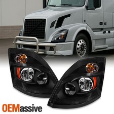 For 04-17 Volvo VNL straight/tractor truck Black Housing LED Headlights Headlamp picture