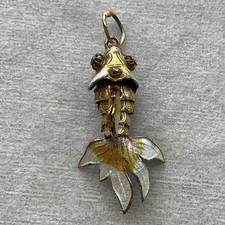 vintage articulated cloisonné enamel fish pendant or charm Estate Jewelry Koi  picture