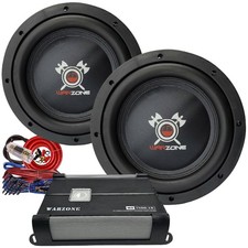 2x Gravity Warzone WZ10D4-1 10in Subwoofers + WZ1500-1D 1500W Amp & 4Ga Amp Kit picture