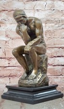 Large Rodin Famous The Thinker Bronze Marble Sculpture Art Deco Marble Artwork picture