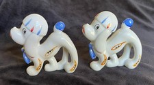 Two Vintage mid-century porcelain kitsch dog figurines Japan picture