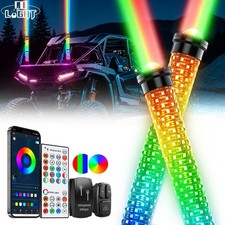2-IN-1 2FT Fat Whip Lights Spiral Chasing Laser Whip Lighted Antenna For X3 RZR picture