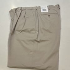 PAUL FREDRICK Men’s Dress Pants Beige Cotton Twill Pleated Straight 40x32 NWT picture