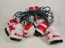 Vintage Plastic SANTA CLAUS CHRISTMAS 10 Light Single String Set Indoor-Outdoor picture
