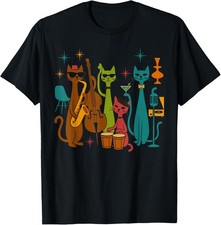 Vintage Mid Century Modern Look Cat Band 50s 60s Style T-Shirt unisex T-Shirt picture