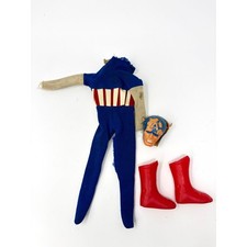Vintage 1966 Ideal Captain Action Captain America Outfit Boots Mask Parts Set picture