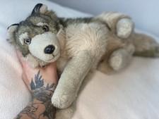 Timberwolf wolf plush shaggy fur  realistic super floppy picture