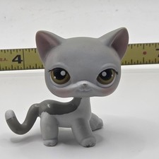  LPS Littlest Pet Shop #138 Shorthair Cat White Gray hasbro Authentic 2004 picture