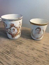 Antique Dutch Queen Wilhelmina 1898 Royal Commemorative Tumblers Set Of 2 picture