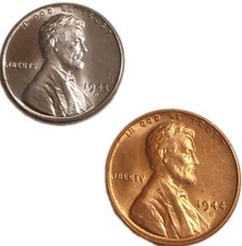 WW Two 1943 D & 1944 S Lincoln Copper Wheat Steel 1C Penny Gem BU 2 Pc Set  picture