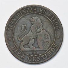 Spain 1870-OM 10 Centimos Hispania seated P903445 combine shipping picture