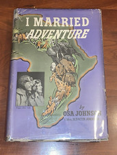 I Married Adventure Osa Johnson 1940 Hardcover Dust Jacket Zebra Print Vintage picture