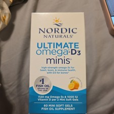8/28 Nordic Naturals Ultimate Omega Mini D3, Lemon Flavor - 60 Mini Soft Gels - picture