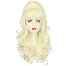 Adult Long Blonde Curly Women Big Bouffant Wig Beehive 60s picture