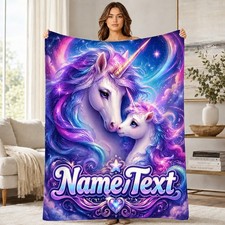 Personalized Celestial Unicorn Family Fleece Blanket picture