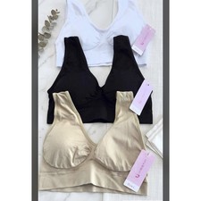 NWT 3pcs Women's Seamless Sports Bras Set Wireless Full Coverage Bralette Size L picture