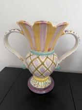 MacKenzie-Childs Taylor Trophy Vase in the retired Odd Fellows pattern 12” picture