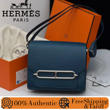 AUTH Hermes Roulis18 Bleu Prusse Blue Evercolor Leather PHW Shoulder Bag picture