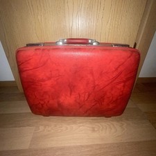 Vintage American Tourister HardShell Suitcase Marbled Red Vinyl Luggage 1970’s picture