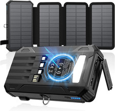 Solar Power Bank 48000mAh Built in 4Cables,Wireless Portable Charger,Solar Charg picture