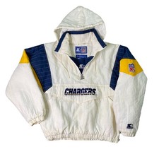 Vintage 90s San Diego Chargers Starter White Jacket Pullover Hoodie NFL Mens Sma picture