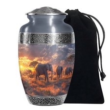 Elephant Family Burial Urns for Human Ashes Adult Mom & Father (10 Inch) picture