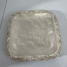 Vintage Gambles  Silver Plated Ornate Footed ServingTray With Floral Rose border picture
