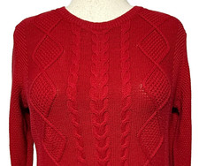 Pendleton Sweater Womens XL Red Cable Knit Cashmere Blend Christmas Holiday picture