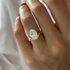 2.50 Carat Oval Cut Lab Grown Diamond IGI Certified Wedding Ring 14k Yellow Gold picture