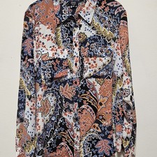 Jones New York Signature Paisley Floral Button Up Blouse Top XL Plus picture