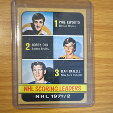 Topps 1971-72 NHL Scoring Leaders Phil Esposito Bobby Orr Jean Ratelle #1/2/3 picture
