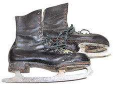 Vintage J.C. Higgins Sears Leather Ice Skates Men's Size 12 Black Steel Blades picture