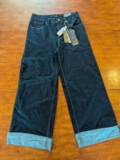 1822 Denim Womens Jeans Size 8 High Rise Wide Leg Dark Wash Sailor Cuffed NWT picture