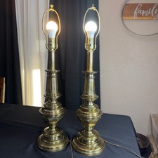 Vintage Stiffel Brass Table Lamps Pair Hollywood Regency Traditional 30.5 Inch picture