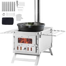 Portable Wood Stove Camping Hot Tent BBQ Stove 80 in for Outdoor w/ Pipes picture