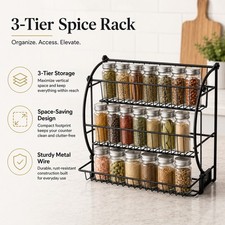 3-Tier Metal Spice Rack Countertop Organizer Black picture