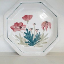 2 Artisan Studio Pottery Octagonal Luncheon Plates 9