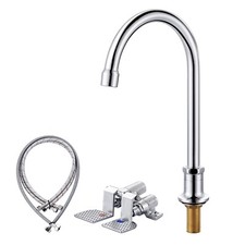 Dual Foot Pedal Valve Control Sink Faucet [Hands-Free], Copper Foot Control W... picture