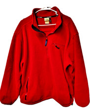L.L.Bean Men's XL Red Fleece 1/4 Zip Pullover Jacket HK25 Zip Pockets picture