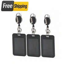 ID Card Holder Retractable Badge Reel Vertical Case Heavy Duty With Belt Clip US picture