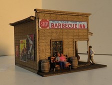 BARBEQUE INN. BUILT. WOOD. DETAILED & WEATHERED. CUSTOM. UNIQUE EXCELLENT HO picture
