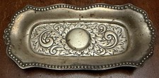 Antique Wm Linker Sterling Silver Repousse Pin Tray Victorian Scroll Dish 1906 picture
