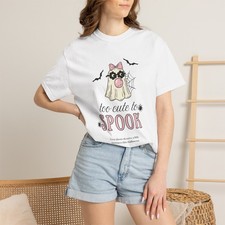 Too Cute to Spook Ghost TShirt | Halloween Cute Ghost Tee | Unisex Halloween Tee picture