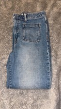 GAP Teens High Rise Flared Blue Denim Jeans Medium Wash Solid Size 14 picture