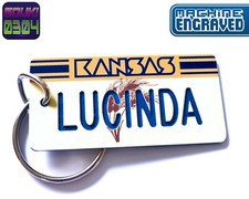 Personalized Kansas Keychain - License Plate Tag - Custom Engraved - Vintage picture