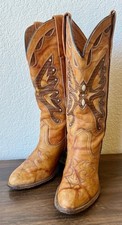 Vintage Capezio Womens 8M Marbled Leather Butterfly Inlay Western Boots USA picture
